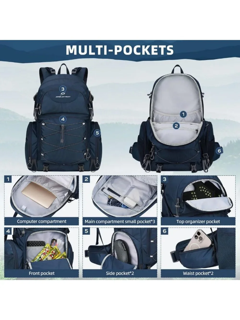 40L Waterproof Hiking Backpack | Lightweight Travel Daypack with Rain Cover